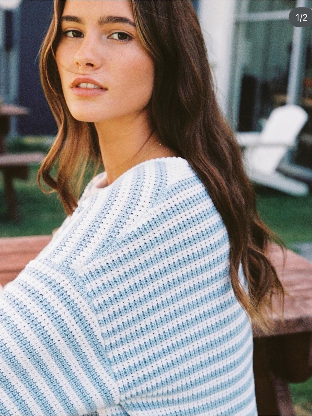 Rhythm blue stripe knit tee